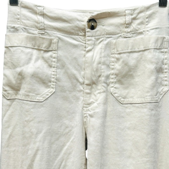 Anthropologie Maeve Colette Pant 24 Beachy Coastal Crop Wide White Summer Grunge - Picture 3 of 8